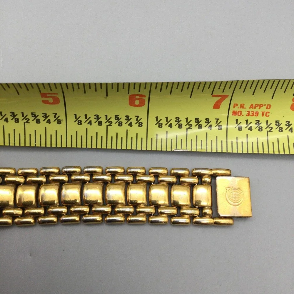 Cyma Le Locle Mens Watch 33mm Gold Tone Date Swiss Made New Battery 7.25
